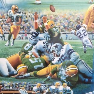 Green Bay Packers – Signed 75th Anniversary Vintage Lithograph Print RARE 9