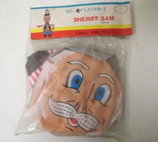 Vintage 1970s Inflatable Toy Sheriff Sam In Package 20 "