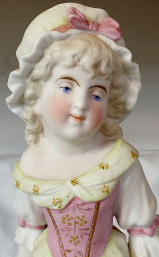 Antique German Bisque Porcelain Victorian Piano Young Girl Doll Figurine 13.  75 "