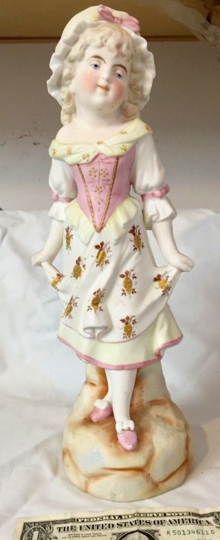 ANTIQUE GERMAN BISQUE PORCELAIN VICTORIAN PIANO YOUNG GIRL DOLL FIGURINE 13.  75 