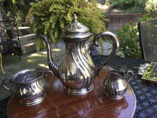 Danish Silver Coffee Pot Set 3 Piece 1936 By Johannesburg Seggaard