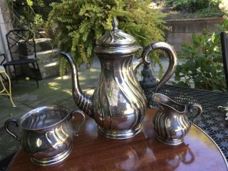 Danish Silver Coffee Pot Set 3 Piece 1936 By Johannesburg Seggaard 8