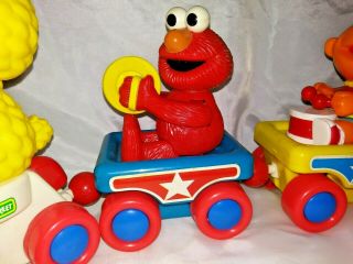 Vintage Sesame Street Tyco Pull Along Train Pre - School Toy Ernie Big Bird Elmo 3