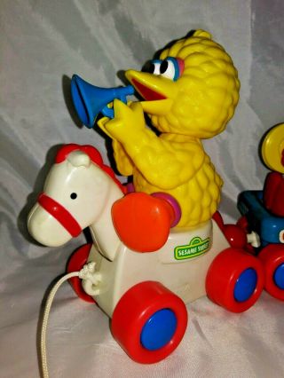 Vintage Sesame Street Tyco Pull Along Train Pre - School Toy Ernie Big Bird Elmo 4