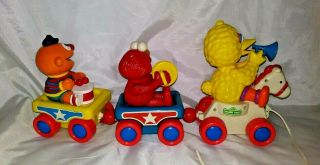Vintage Sesame Street Tyco Pull Along Train Pre - School Toy Ernie Big Bird Elmo 5