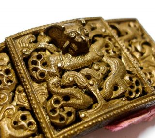 Antique Victorian Brass Belt Fitting Or Buckle Possibly Tibetan Af