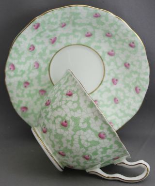Adderley Teacup & Saucer - Green Chinz/pink Roses L 893