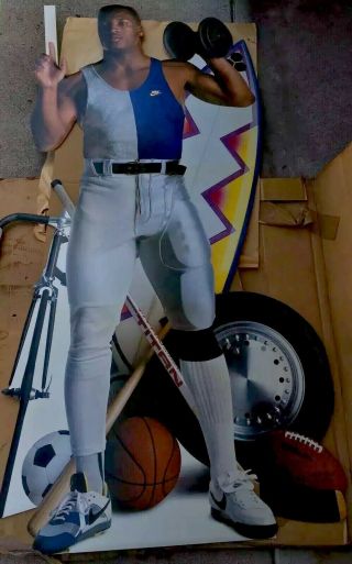 Vintage Nike Bo Jackson Life Size Cut Out Store Display Complete Out Of Box Rare 3
