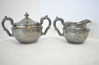 Vintage Marked Sterling Silver.  925 Monogrammed Sugar Bowl & Creamer 263g Coffee