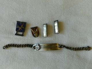 Ww2 Sterling Aviation Pin A W S And Sterling Bracelet And Award Of Merit Pin