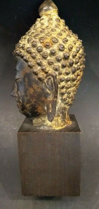Fine Antique Bronze Buddha Head - THAILAND - 19th or Early 20th Century 5
