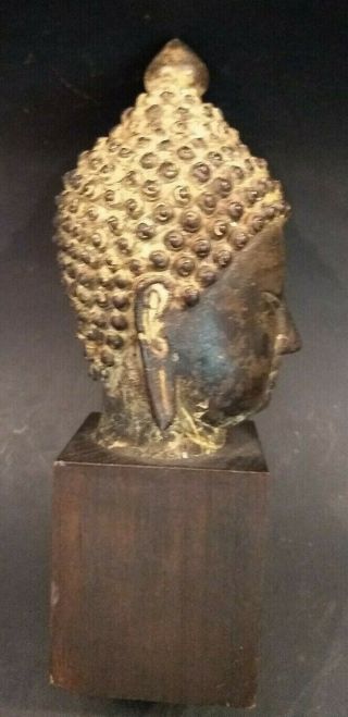 Fine Antique Bronze Buddha Head - THAILAND - 19th or Early 20th Century 7