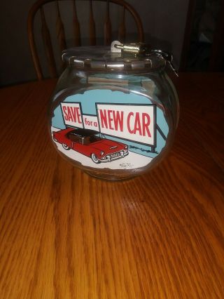 Vintage Rare 1950s - 60s Bower Save For A Car Fish Bowl Bank