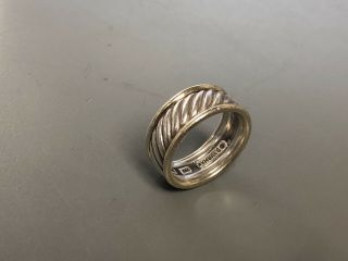 David Yurman 925 Sterling Silver & 14k Gold Cable Designer Band Ring