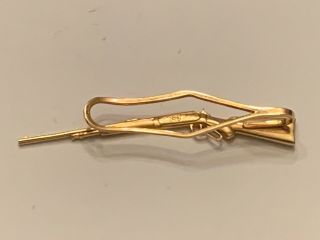 Antique SLOAN & Co 14KT Yellow Gold Winchester Rifle Tie Clip Bar Solid Vintage 12