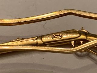 Antique SLOAN & Co 14KT Yellow Gold Winchester Rifle Tie Clip Bar Solid Vintage 5
