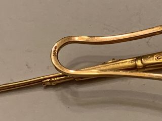 Antique SLOAN & Co 14KT Yellow Gold Winchester Rifle Tie Clip Bar Solid Vintage 6
