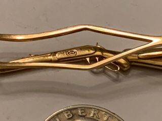 Antique SLOAN & Co 14KT Yellow Gold Winchester Rifle Tie Clip Bar Solid Vintage 8