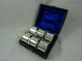 Boxed Set X 6 Solid Silver Napkin Rings,  1913 - Chester