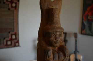 Antique Nw Coast Indian Wood Carved Haida House Totem 32 " Tall