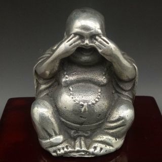Chinese Tibet Silver Hand - Carved Buddha Statue Tq010