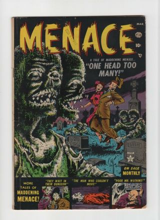 Menace 1 Vintage Marvel Atlas Comic Pre - Hero Horror 1st Issue Zombie Cover 10c