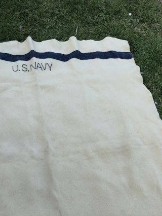 Vintage US NAVY Wool Felt Blanket WWII USN 5