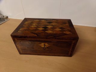 Quality Antique Rosewood Tunbridge Ware Tea Caddy Box,