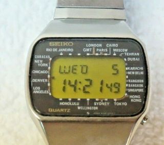 1977 SEIKO Pan AM M158 5000 LC Quartz LCD Digital Watch Rare 2