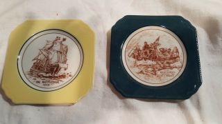 Two Collectors Plates Of The Mayflower And The Delaware River