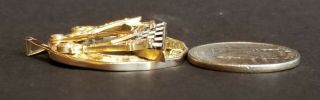 14K Gold Vintage LARGE Freemasonry MASONIC Mason 3D Enameled Pendant 14.  3g 9