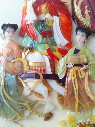 ANTIQUE VINTAGE CHINESE HANDCRAFTED MOTHER OF PEARL DIORAMA SHADOW BOX SIGNED 4