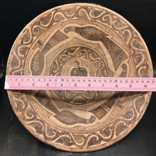 Persian Antique Ceramic Big Bowl With Good luck Sign Peacock Bird Rare Piece AA1 2
