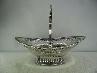 Georgian Style Solid Silver Swing Handle Sugar Basket,  London 1912