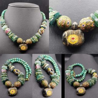 Turquoise & Old Glass Beads & Ancient Roman Glass Beads Necklace 56