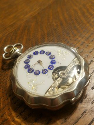 8 Day Hebdomas Pocket Watch Silver Case Running