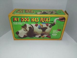 Ideal 1979 My Dog Has Fleas Action Toy Game W/ Box Missing One Blue Flea.