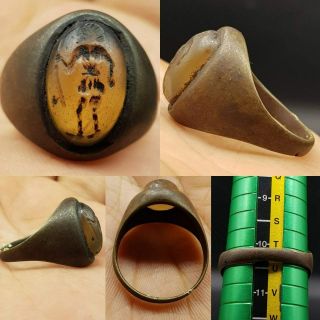 Roman Old Wonderful Agate Intaglio Stone Lovely Ring 56