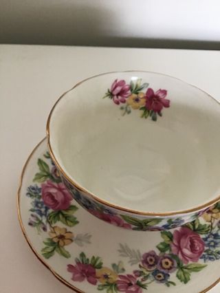 Adderley Bone China Teacup & Saucer Gold Rimmed Flowers Cup And Saucer England 2