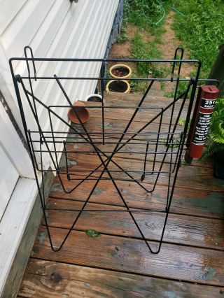 Vintage Wire Newspaper Rack Stand With Coin Bank Fold Flat 31 " X 21 " X 9.  5 W