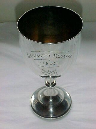 Large Edwardian Solid Silver Rowing Trophy.  Hallmarked Sheffield 1901.