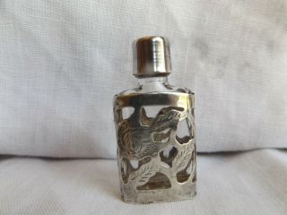 Vintage Sterling Silver Glass Small Perfume Scent Bottle 2 1/4 "