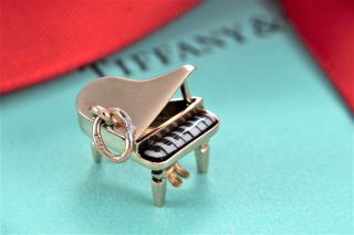 Tiffany & Co.  14kt Gold Piano Black White Enamel Charm Pendant Extremely Rare