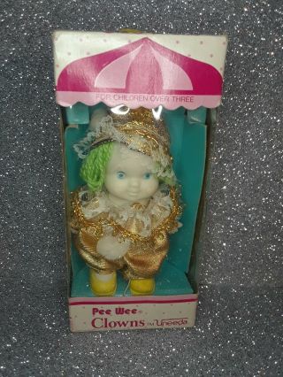 Vintage Pee Wee Clown By Uneeda Green Hair Gold Clothes.