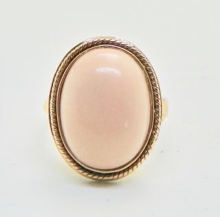 Vintage Antique 14k Yellow Gold Angel Skin Coral Ring Size 5