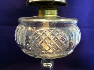 EAPG Antique Glass OVAL GRID OIL LAMP Cross - hatch Pattern 5