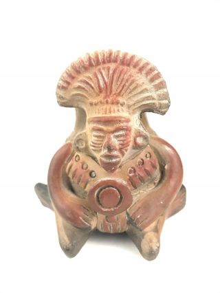 Vintage 70’s Clay Terracotta Pottery Inca Aztec Mayan Columbian Effigy Figure 3”