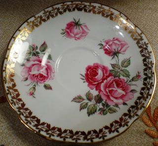 Vintage COLLINGWOODS Bone China England Tea Cup & Saucer Hand Painted Roses 3