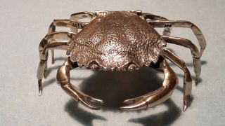 Sterling Silver 925 Figural Crab Crustacean Salt Dip Cellar W Lid Snuff Box