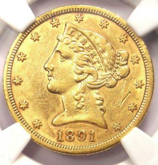 1891 - Cc Liberty Gold Half Eagle $5 Coin - Ngc Au Details - Rare Carson City